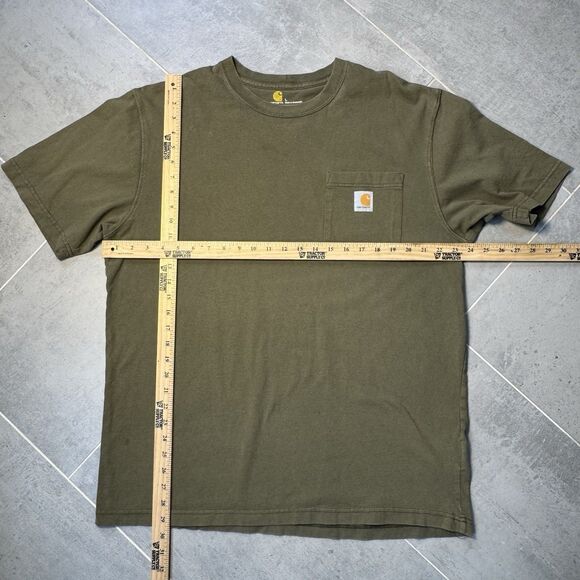 Carhartt Men’s L Pocket Tee Lot of 2 Workwear Logo T-Shirts Army Green Orange - Picture 3 of 12